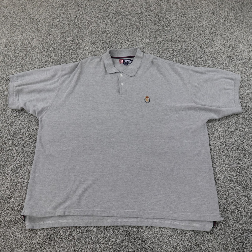 VTG Ralph Lauren Chaps Polo Shirt Mens 2XB 2XL Big Gray Crest Crown Rugby Golf